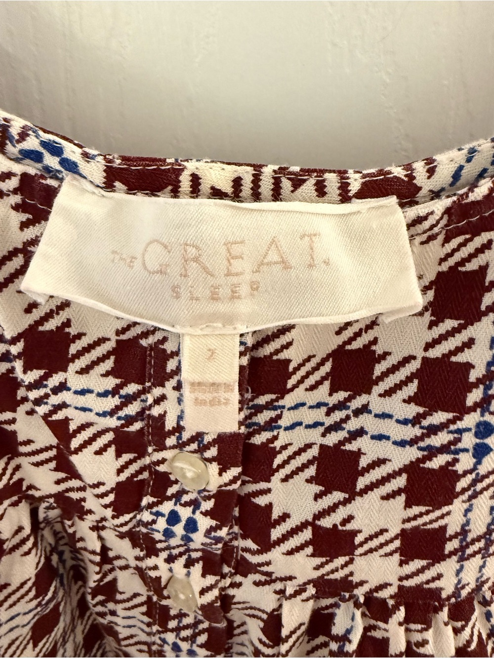 The Great. Ruffle Tank Night Dress in Bordeaux Plaid - Size 2/M - Picture 5 of 6